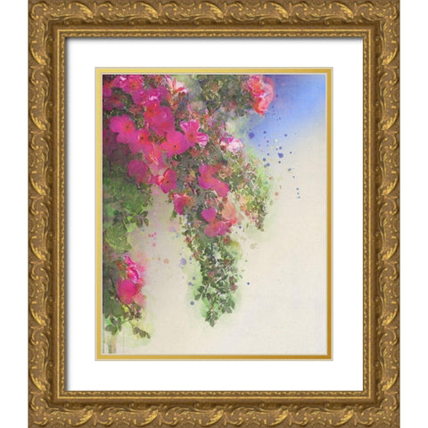 Cascade of Roses I Gold Ornate Wood Framed Art Print with Double Matting by Vest, Chris