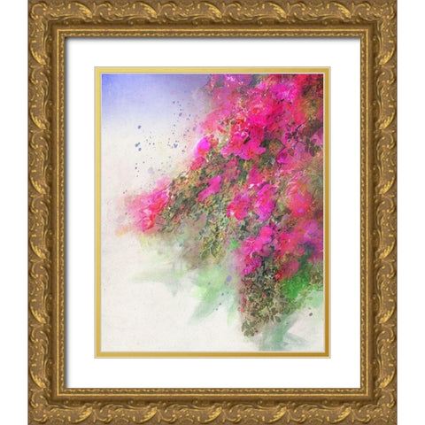 Cascade of Roses II Gold Ornate Wood Framed Art Print with Double Matting by Vest, Chris