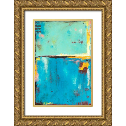 Matchbox Blue 55 Gold Ornate Wood Framed Art Print with Double Matting by Ashley, Erin