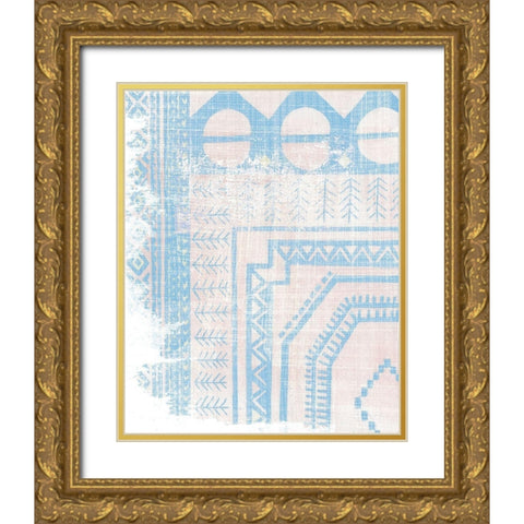 Baby Blue Textile I Gold Ornate Wood Framed Art Print with Double Matting by Wang, Melissa