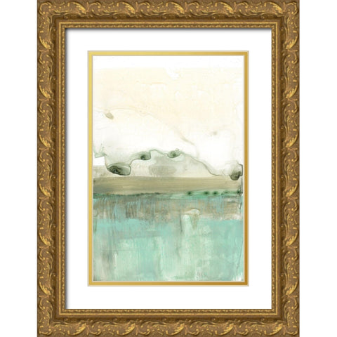 Minty Horizon I Gold Ornate Wood Framed Art Print with Double Matting by Goldberger, Jennifer