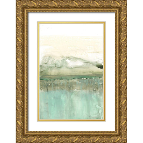 Minty Horizon II Gold Ornate Wood Framed Art Print with Double Matting by Goldberger, Jennifer