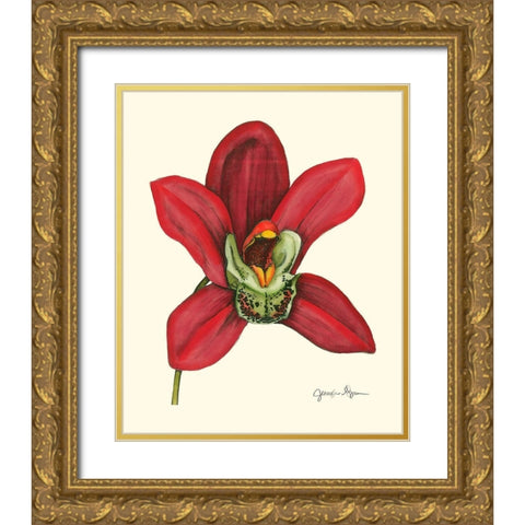 Majestic Orchid III Gold Ornate Wood Framed Art Print with Double Matting by Goldberger, Jennifer