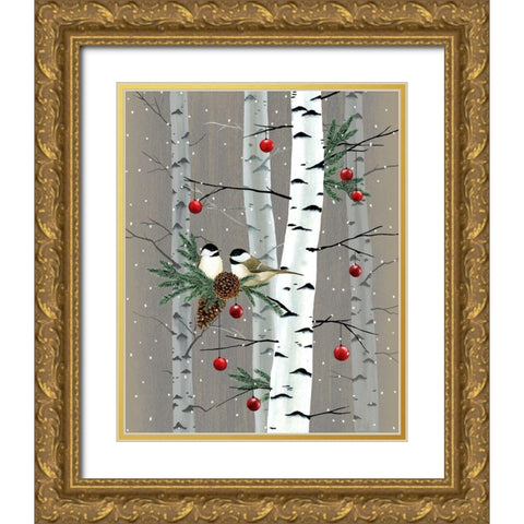 Birch Birds II Gold Ornate Wood Framed Art Print with Double Matting by Popp, Grace