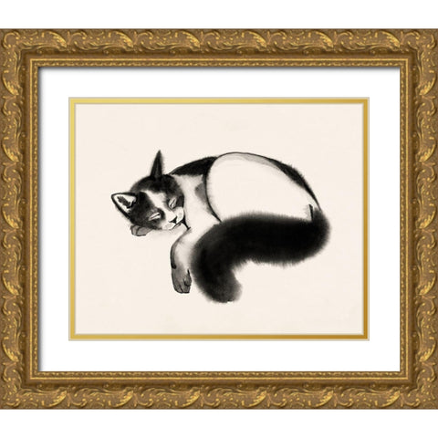 Cat Laze I Gold Ornate Wood Framed Art Print with Double Matting by Popp, Grace