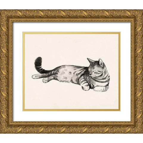 Cat Laze II Gold Ornate Wood Framed Art Print with Double Matting by Popp, Grace