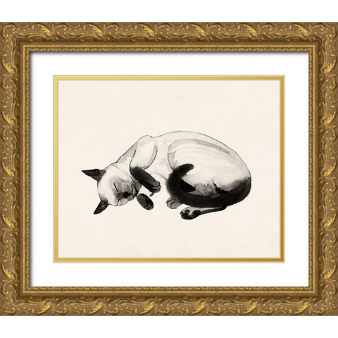 Cat Laze III Gold Ornate Wood Framed Art Print with Double Matting by Popp, Grace