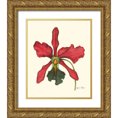 Majestic Orchid IV Gold Ornate Wood Framed Art Print with Double Matting by Goldberger, Jennifer