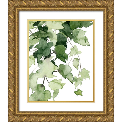 Emerald Vines I Gold Ornate Wood Framed Art Print with Double Matting by Popp, Grace