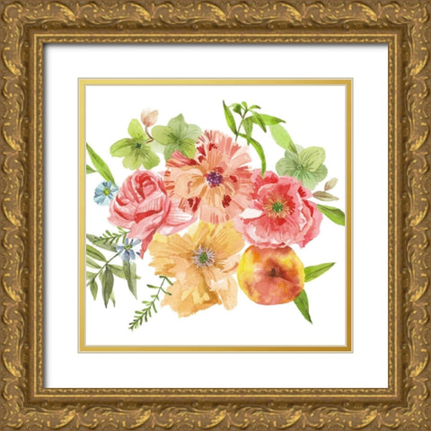 Just Peachy III Gold Ornate Wood Framed Art Print with Double Matting by Wang, Melissa