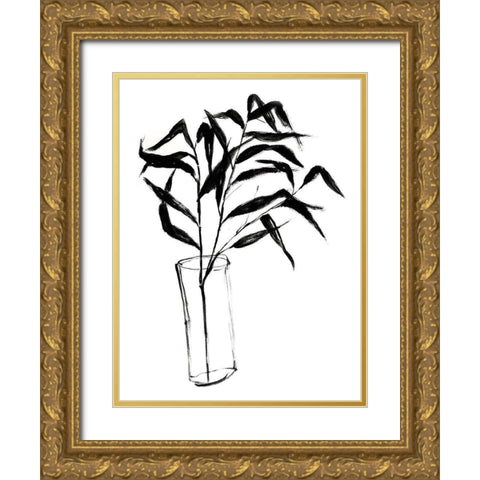 Sumi-e Bamboo I Gold Ornate Wood Framed Art Print with Double Matting by Goldberger, Jennifer