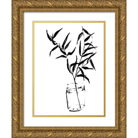 Sumi-e Bamboo II Gold Ornate Wood Framed Art Print with Double Matting by Goldberger, Jennifer