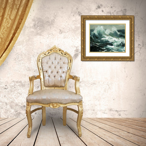 Choppy Ocean View II Gold Ornate Wood Framed Art Print with Double Matting by Caroline, Emma