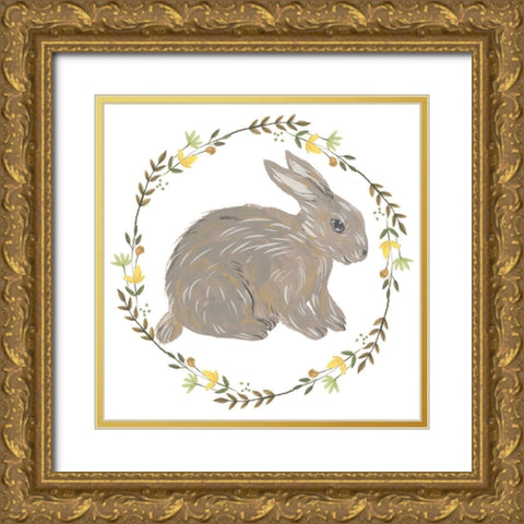 Happy Bunny Day I Gold Ornate Wood Framed Art Print with Double Matting by Wang, Melissa
