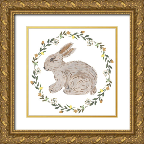 Happy Bunny Day IV Gold Ornate Wood Framed Art Print with Double Matting by Wang, Melissa