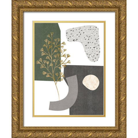 Gold Ginkgo II Gold Ornate Wood Framed Art Print with Double Matting by Wang, Melissa