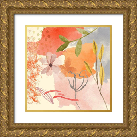Flower Shimmer I Gold Ornate Wood Framed Art Print with Double Matting by Wang, Melissa