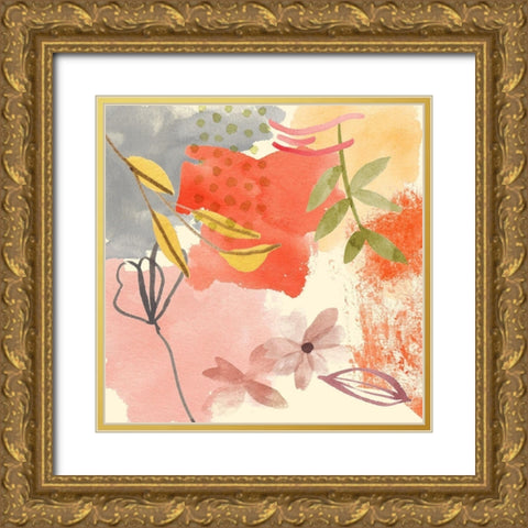 Flower Shimmer II Gold Ornate Wood Framed Art Print with Double Matting by Wang, Melissa