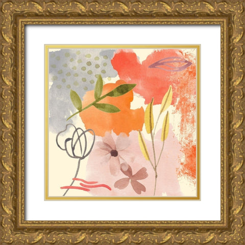 Flower Shimmer IV Gold Ornate Wood Framed Art Print with Double Matting by Wang, Melissa