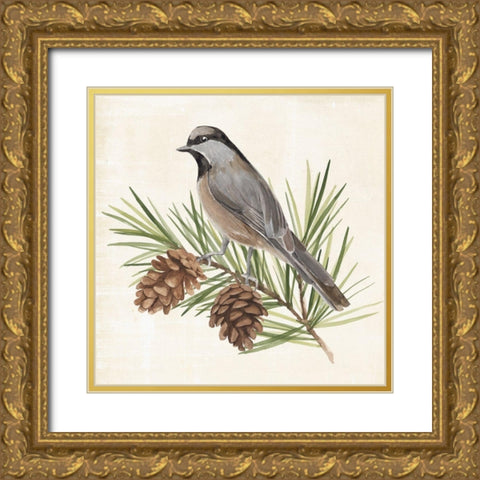Pine Branch II Gold Ornate Wood Framed Art Print with Double Matting by Warren, Annie