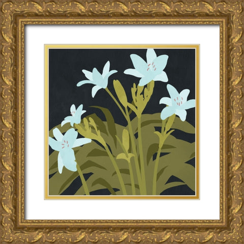 Garden Lilies I Gold Ornate Wood Framed Art Print with Double Matting by Green, Jacob