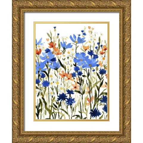 Bright Wildflower Medley I Gold Ornate Wood Framed Art Print with Double Matting by Caroline, Emma