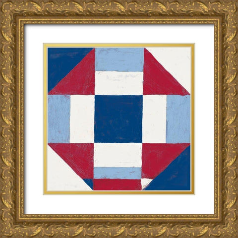Americana Patchwork Tile II Gold Ornate Wood Framed Art Print with Double Matting by Lam, Vanna