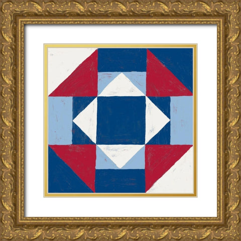Americana Patchwork Tile III Gold Ornate Wood Framed Art Print with Double Matting by Lam, Vanna
