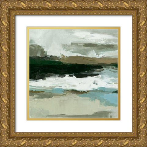 Textured Ocean Tide I Gold Ornate Wood Framed Art Print with Double Matting by Caroline, Emma