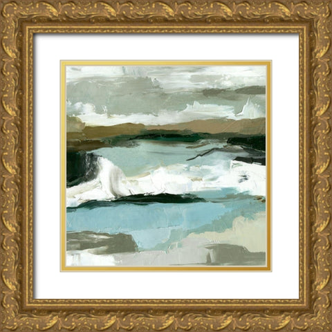 Textured Ocean Tide II Gold Ornate Wood Framed Art Print with Double Matting by Caroline, Emma