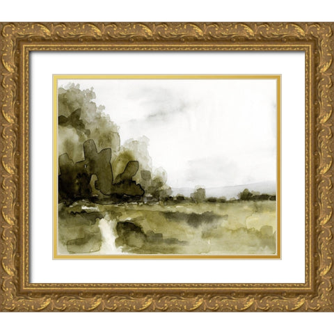 Simple Watercolor Scape I Gold Ornate Wood Framed Art Print with Double Matting by Barnes, Victoria