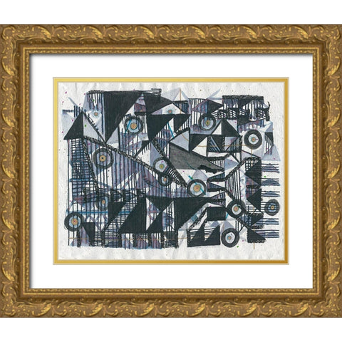 Circles and Triangles Gold Ornate Wood Framed Art Print with Double Matting by Arbel, Lori