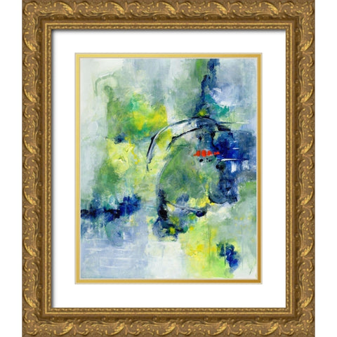 Springtime Abstract I Gold Ornate Wood Framed Art Print with Double Matting by Combs, Joyce