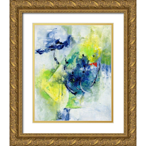 Springtime Abstract II Gold Ornate Wood Framed Art Print with Double Matting by Combs, Joyce