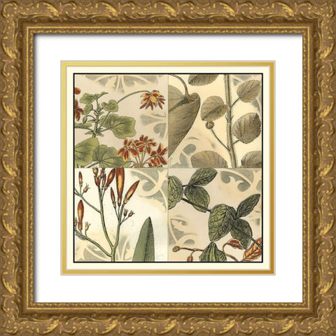 Botanical Quadrant I Gold Ornate Wood Framed Art Print with Double Matting by Vision Studio