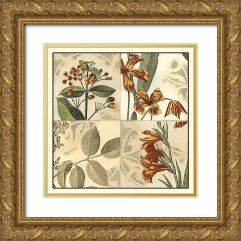 Botanical Quadrant IV Gold Ornate Wood Framed Art Print with Double Matting by Vision Studio