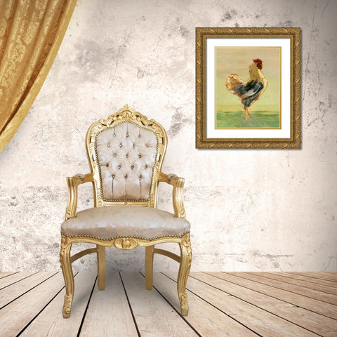 Sunlit Rooster I Gold Ornate Wood Framed Art Print with Double Matting by Harper, Ethan