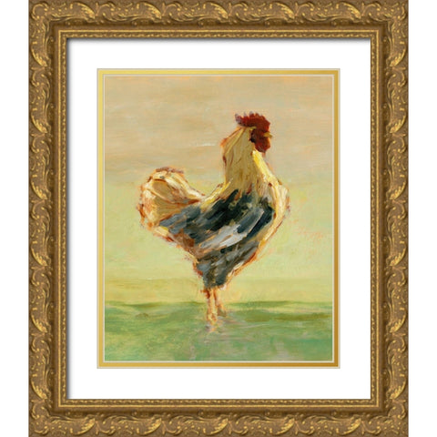 Sunlit Rooster I Gold Ornate Wood Framed Art Print with Double Matting by Harper, Ethan