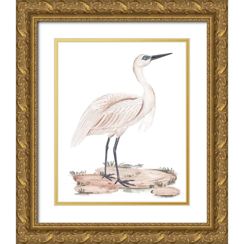 A White Heron II Gold Ornate Wood Framed Art Print with Double Matting by Wang, Melissa