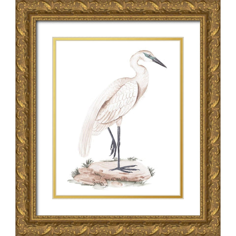 A White Heron IV Gold Ornate Wood Framed Art Print with Double Matting by Wang, Melissa