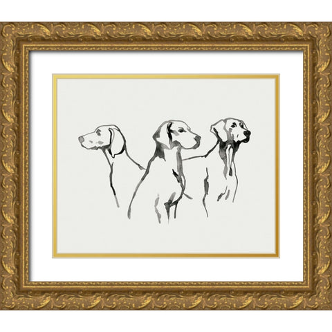 Watercolor Pup I Gold Ornate Wood Framed Art Print with Double Matting by Popp, Grace