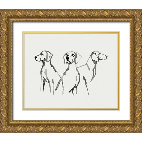 Watercolor Pup II Gold Ornate Wood Framed Art Print with Double Matting by Popp, Grace