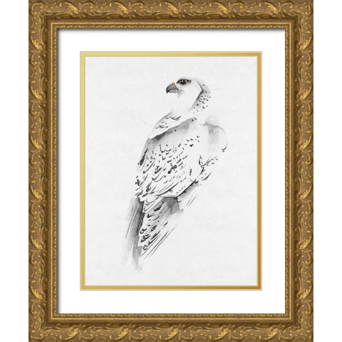 Gyrfalcon I Gold Ornate Wood Framed Art Print with Double Matting by Wang, Melissa