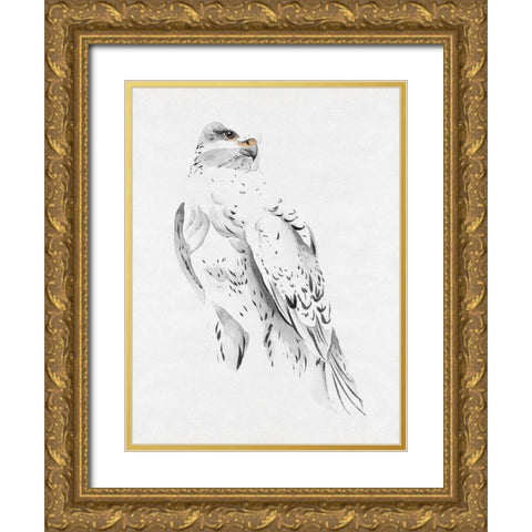 Gyrfalcon II Gold Ornate Wood Framed Art Print with Double Matting by Wang, Melissa