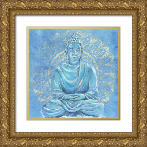 Buddha on Blue I Gold Ornate Wood Framed Art Print with Double Matting by Warren, Annie