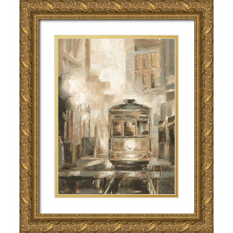 Night Trolley I Gold Ornate Wood Framed Art Print with Double Matting by Harper, Ethan
