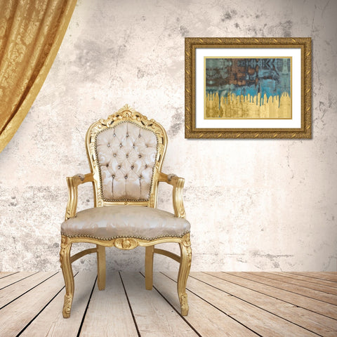 Aquafer I Gold Ornate Wood Framed Art Print with Double Matting by Stramel, Renee W.