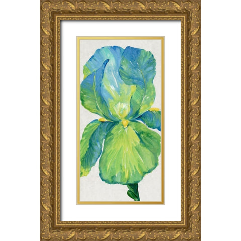 Iris Bloom in Green I Gold Ornate Wood Framed Art Print with Double Matting by OToole, Tim