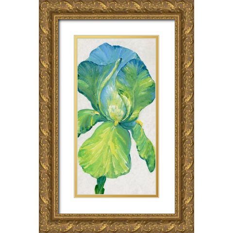 Iris Bloom in Green II Gold Ornate Wood Framed Art Print with Double Matting by OToole, Tim