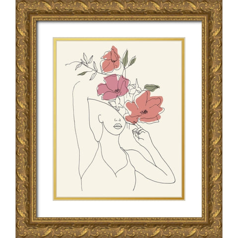 Blooming II Gold Ornate Wood Framed Art Print with Double Matting by Wang, Melissa
